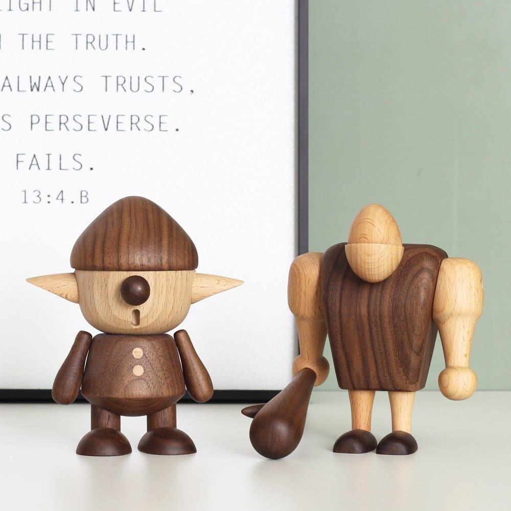 Shop 0 Creative Hobbit Ornament Wooden Panda Figurine Natural Wood Dolls Animal Figure Home Decoration Accessories Man Birthday Gift Mademoiselle Home Decor